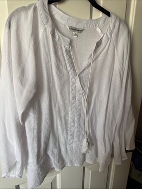 Counterparts White Tassel Peasant Top
